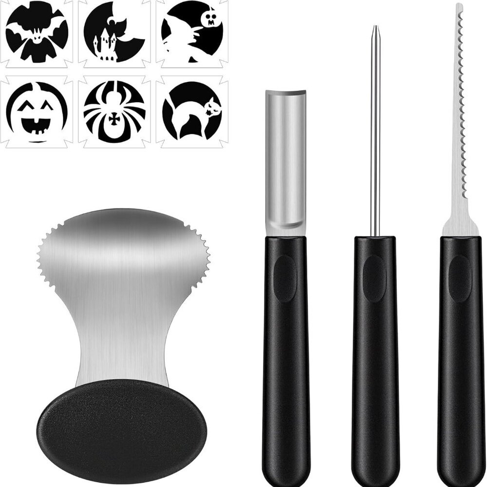 Professional Pumpkin Carving Kit 4PCS Heavy-Duty Stainless Steel Pumpkin Carving
